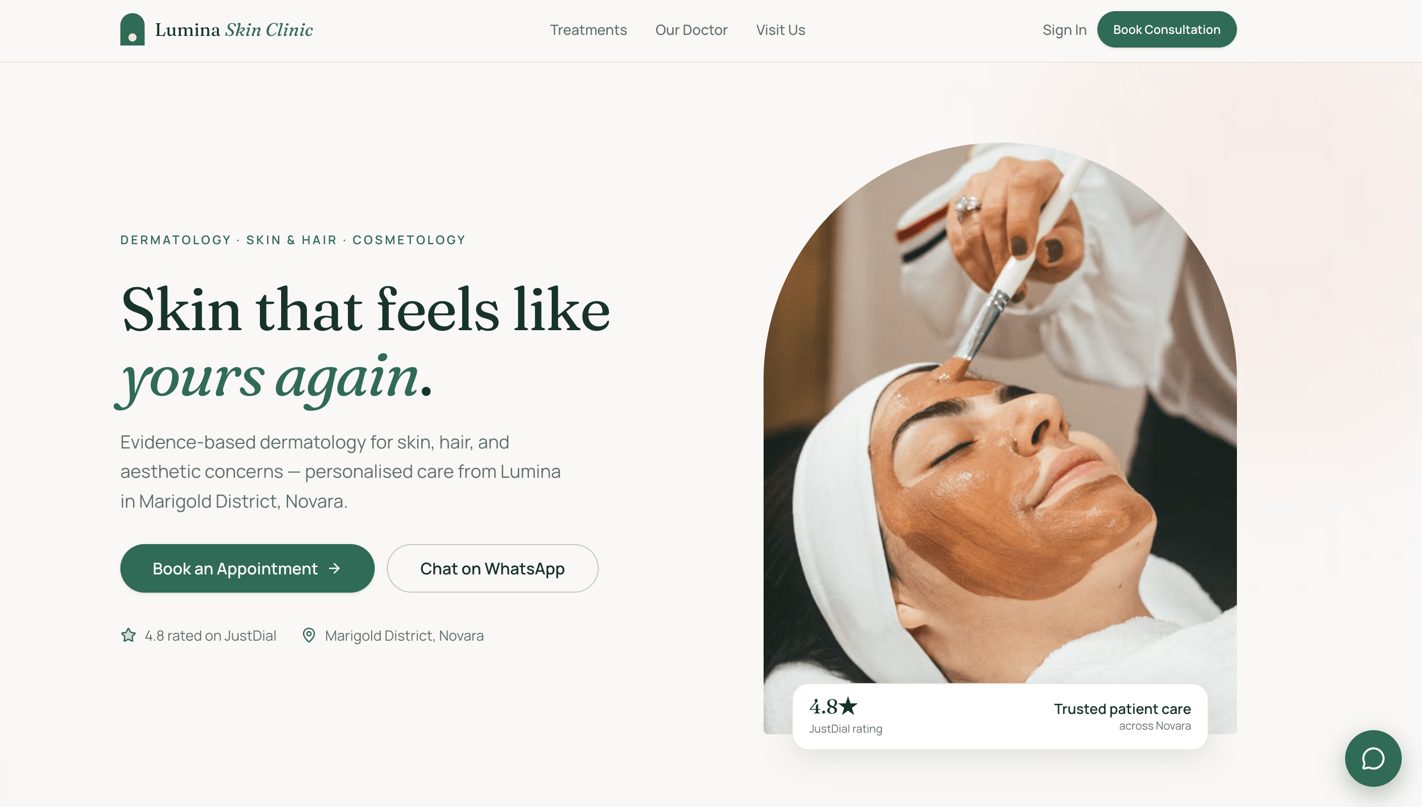 Lumina Clinic — homepage screenshot